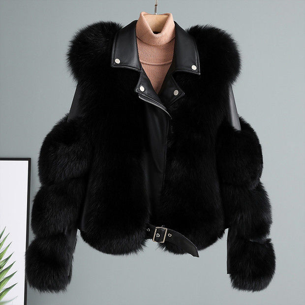 Women's Motorcycle Fur Coat