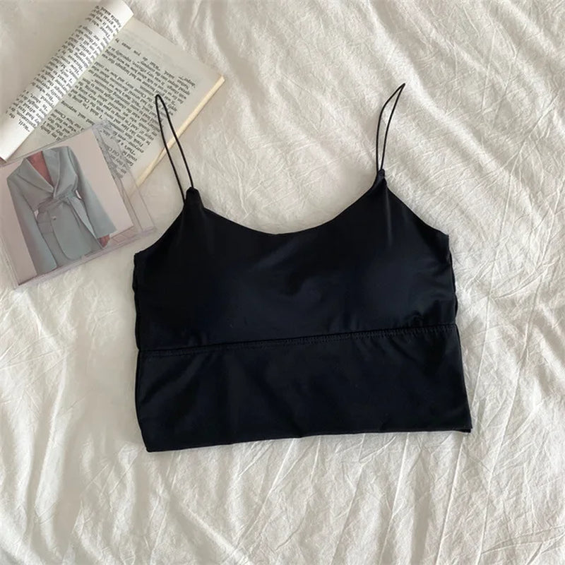 Summer Camis Tank Casual Tops Women with Built in Bra Spaghetti Strap Tanks for Woman Solid Color Female Korean Style