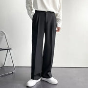 2024 New Men White Straight Pants Fashion Korean Loose Suit Trousers Casual Draped Baggy White Wide Pant Male Streetwear