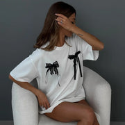 Women's Simple Style Versatile Bow Tee Shirt