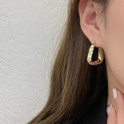 Gold Geometric Twisted Square Hoop Earrings