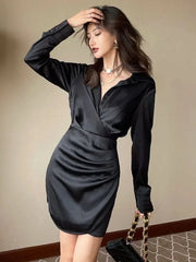 Women's Black V-neck Dress