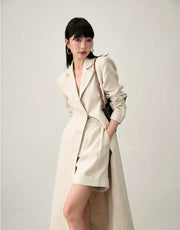 Women's Fashion Peak Lapel Long Coat