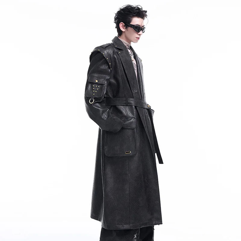 Crocodile Leather Texture Trench Coat