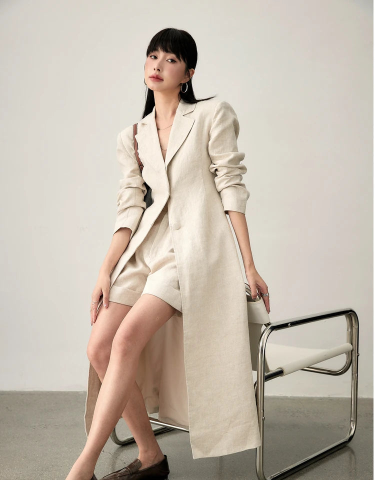 Women's Fashion Peak Lapel Long Coat