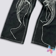 Hiphop Street Embroidered Tassel Jeans