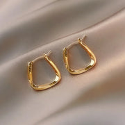 Gold Geometric Twisted Square Hoop Earrings