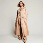 Khaki Fashion Women's Coat Lapel