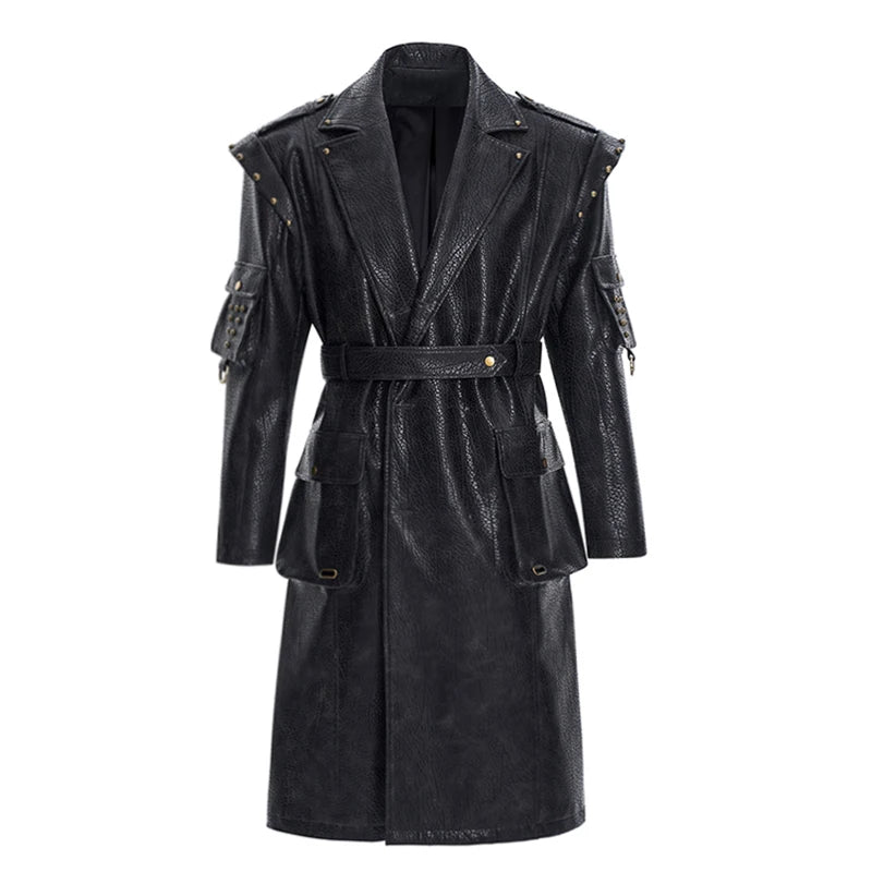 Crocodile Leather Texture Trench Coat