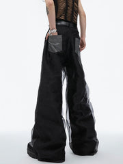 Men's Mesh Splicing Straight Pants