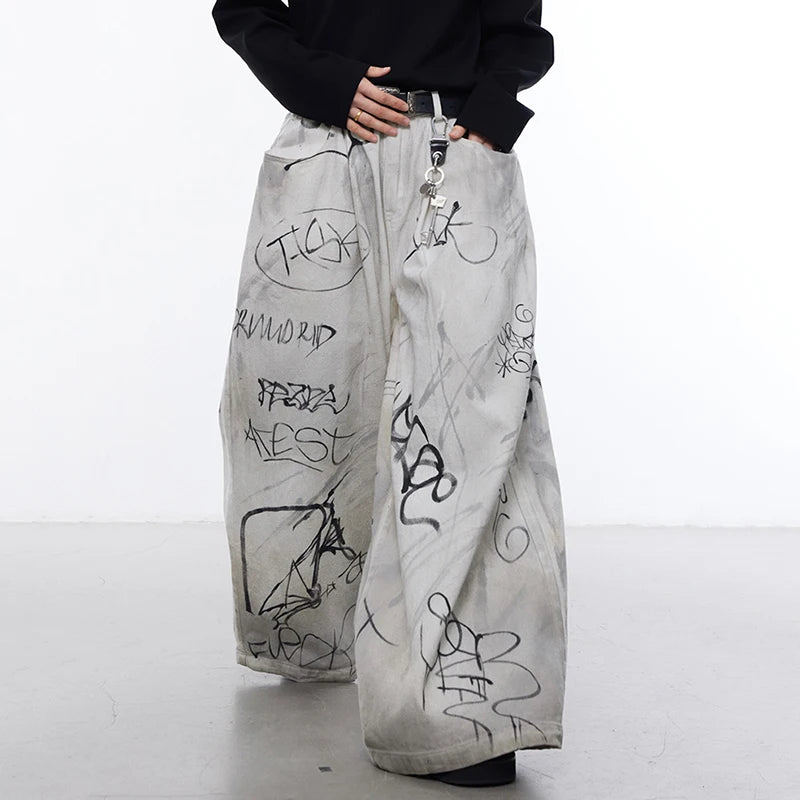 Men's Hand-Painted Oversize Jeans