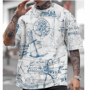 Men's Compass Printing Oversized T-Shirt