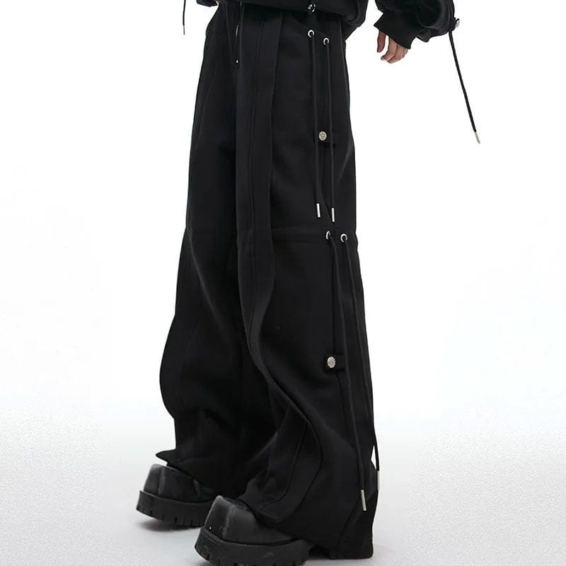 Casual Drawstring Hooded Sweatshirt & Wide Leg Pants Set