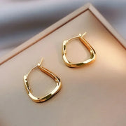 Gold Geometric Twisted Square Hoop Earrings