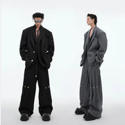 Korea Fashion Pleat Design Wide Leg Pants