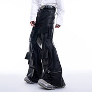 Multi Pocket Leather Pants