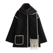 Women's Wool Trench Scarf Collar Coat