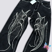 Hiphop Street Embroidered Tassel Jeans